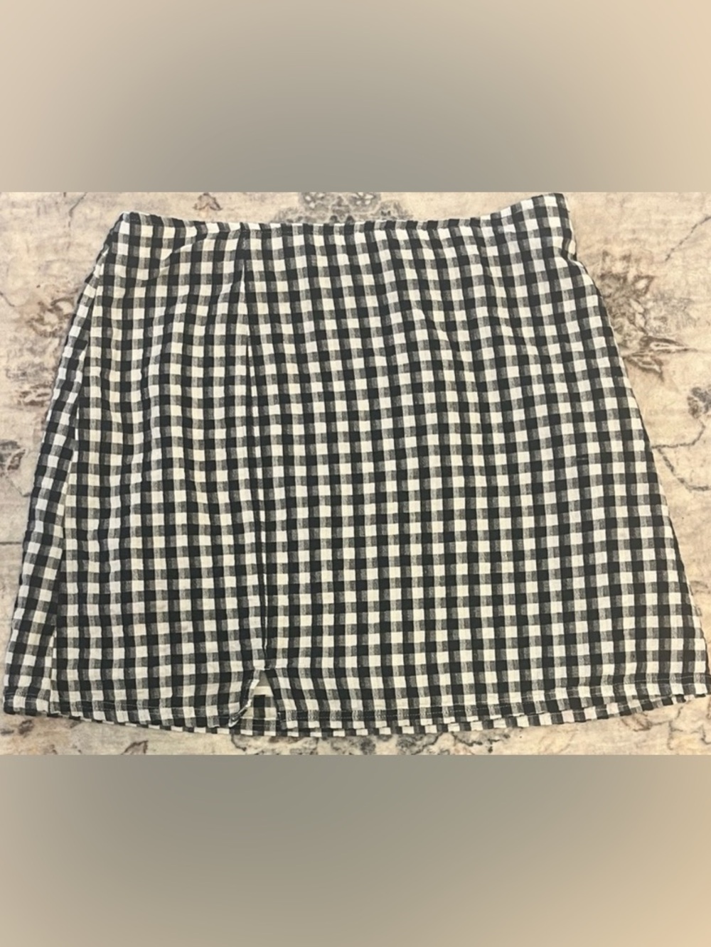 Gingham Mini Skirt Black White Y2K Brandy Style Preppy Summer Elastic Waist - Picture 2 of 6